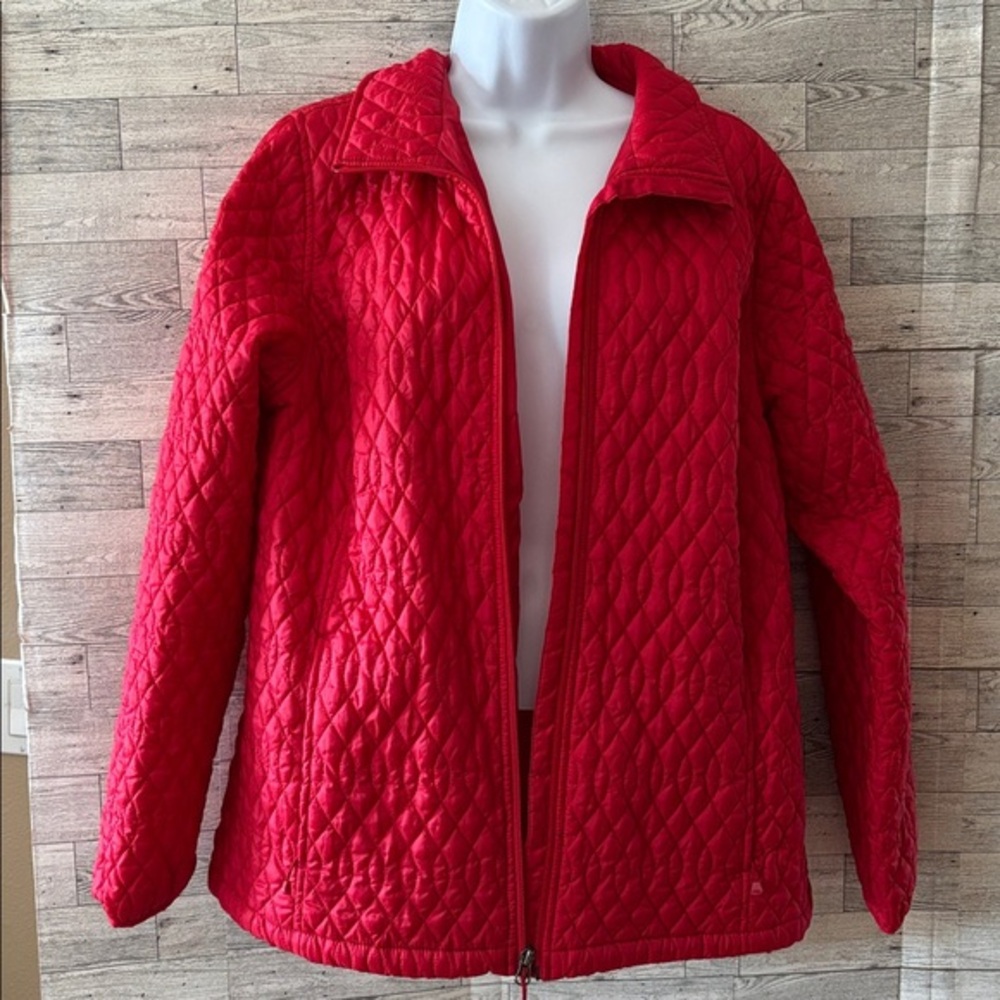 Lands End Coat Red Primaloft Lightweight Quilted‎ Jacket packable Womens 14